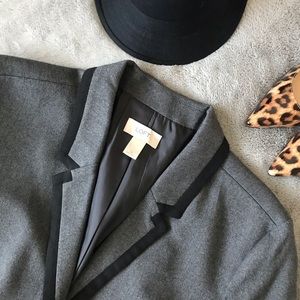 Ann Taylor Loft Charcoal Gray Black Trim Blazer